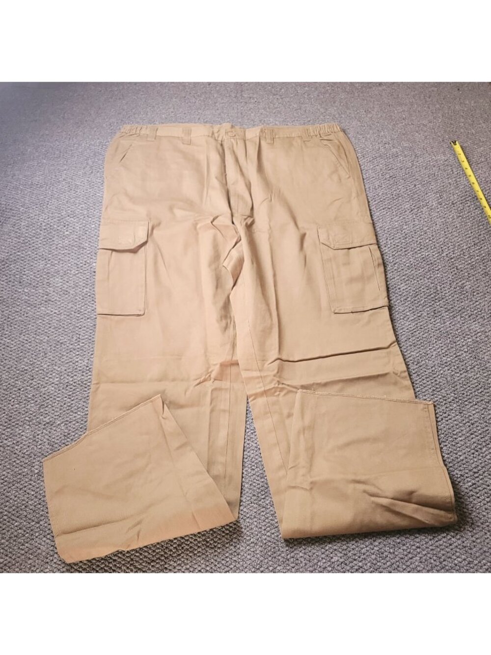 Boulder Creek Cargo Pants Mens 50 x38L Big Tall Khaki Elastic LL Chino Beige y2K